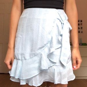 Princess Polly blue & white wrap ruffle skirt.